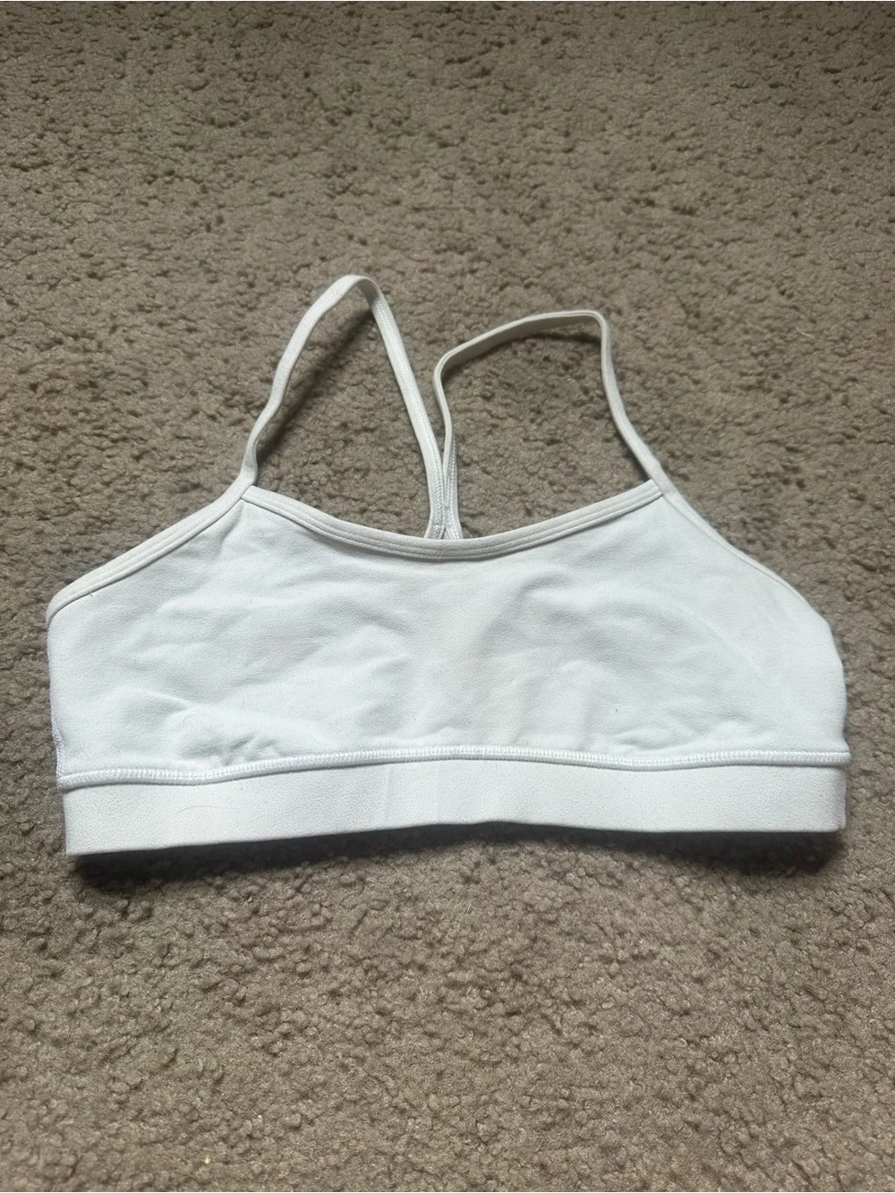 Lululemon White  Soft Cotton Bralette Size 8 pre-owned  – Racerback Comfort